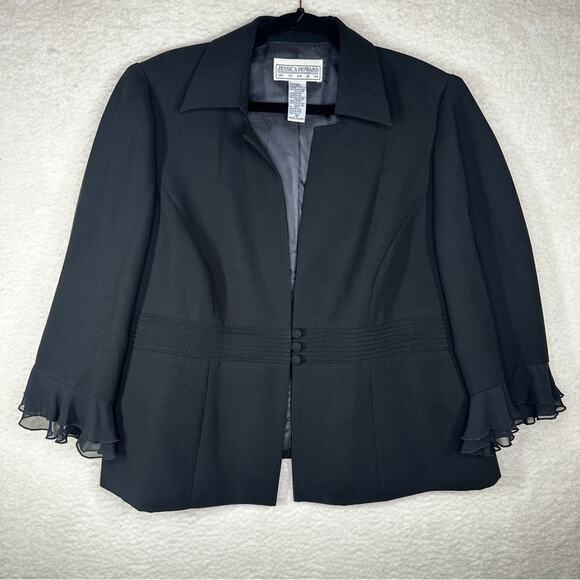 Jessica Howard Jackets & Blazers - Jessica Howard Black Blazer with Chiffon Ruffle Trim